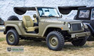 Jeep Wrangler decorado com seu antecessor, de 1941.