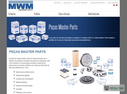 MWM Motores lança site para sua linha de peças Master Parts®